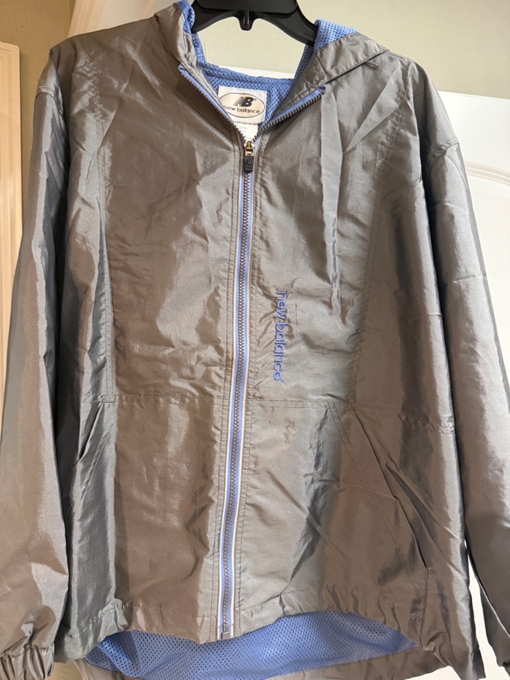 New Balance Gray Jacket with Light Blue Trim and Jogging pants